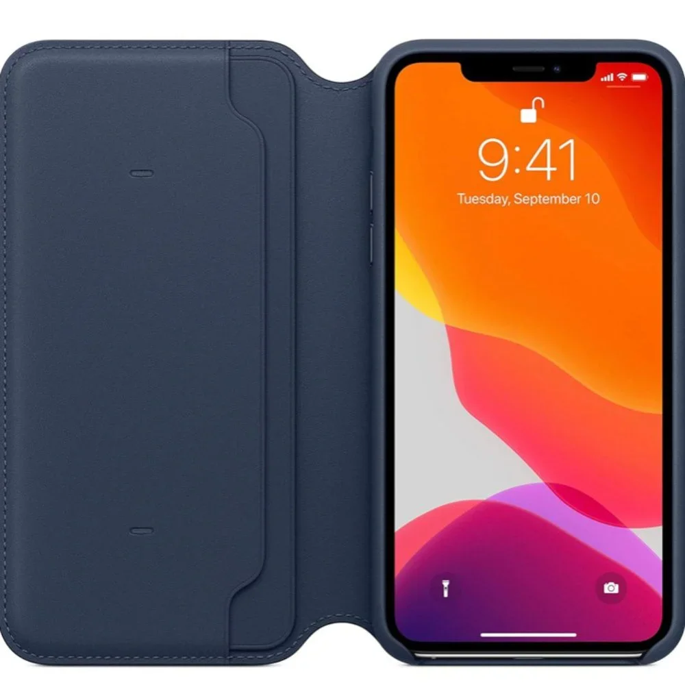 Apple iPhone 11 Pro Max Leather Folio Deep Sea Blue